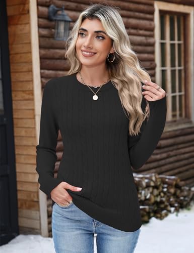 Image of Rapbin Sweaters for Women Long Sleeve Crew Neck Casual Ribbed Knit Pullover Tops Loose Casual Basic Winter Outfits