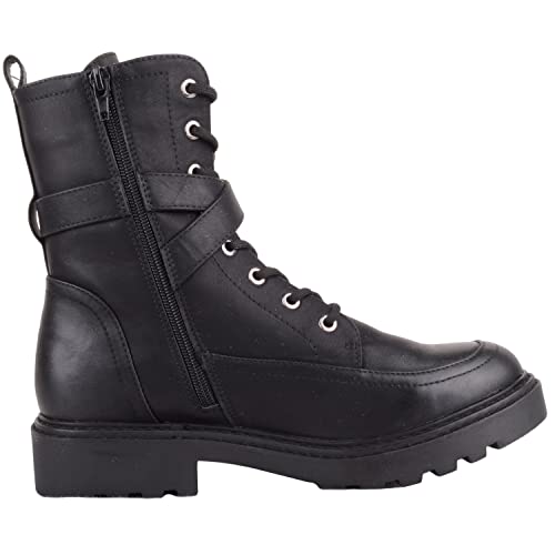 Bottines à lacets en similicuir noir aux finitions soignées - 4
