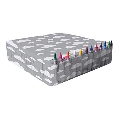 Minene Baby Toddler Booster Seat with Straps - Cushion Sturdy Adjustable Harness Washable Cushion Dining Chair Pad On The Go Seat Bag Travel Storage Award Winning(Grey Clouds) Cover