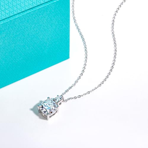 AnuClub Cushion Cut Moissanite Pendant Necklace D Color VVS1 925 Sterling Silver Refined Daily Necklace for Women with Certificate, 40+2+3cm Adjustable Chain3