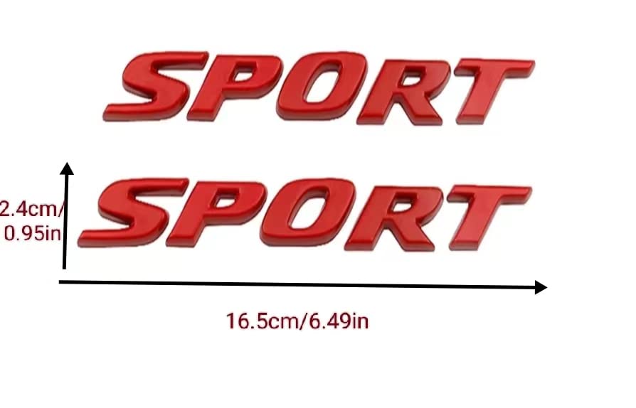 Image of 2 Pcs Sport Emblem Car Sport Badge 3D Metal Sticker Decal Car Side Baffle Trunk Self-Adhesive Logo Nameplate Badge Car Decoration Accessories (Red)