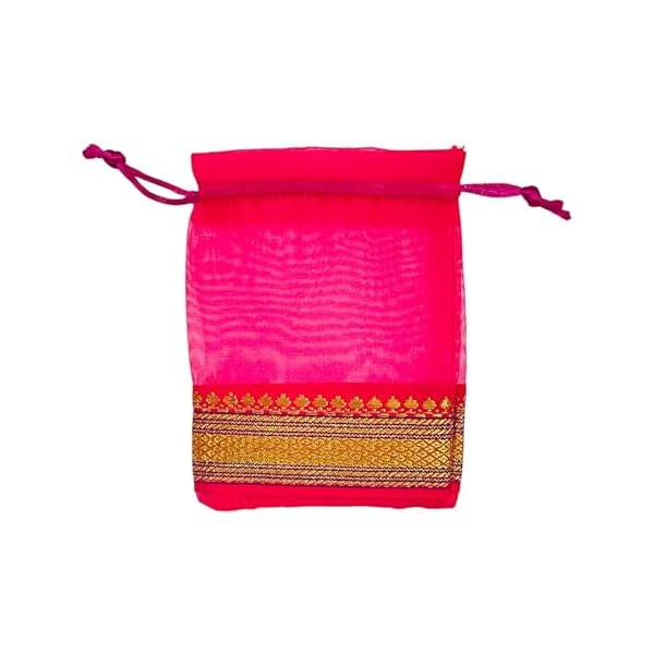 KRIWIN Pack of Thirty Small Size Silk Organza Potli Gift Bags Coin Bags(15 X 10 cm) Drawstring Closure (Magenta) - Image 5