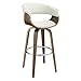 Coaster 100206-CO Upholstered Bar Stool, White/Walnut