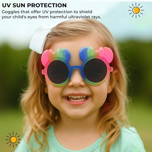 Image of BEMBIKA Stylish And Compact Kids Eyewear For Summer Perfect Summer Sunglasses For Boy'S And Girls Toddler Kids Goggles Gradient Cartoon Sunglasses Big Ears Pink Green Blue