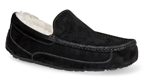 UGG Men's Ascot Slipper, Black Suede, 09 M US