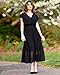 BTFBM Women Summer Bohemian Floral Casual Wrap V Neck Ruffle Cap Sleeveless Belt A-Line Pleated Hem Swing Midi Sun Dress (Swiss Dot Black, l)