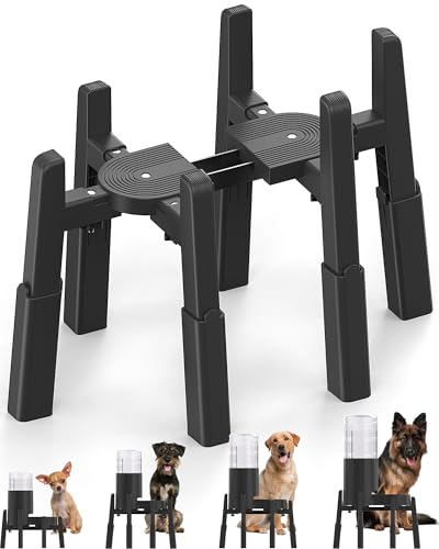 JUNSPOW Comedero elevado para perros con 4 alturas ajustables [sólo soporte], estable y antideslizante estación de alimentación para comedero y bebedero para perros grandes