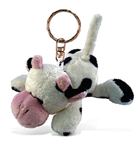 DolliBu Cow Stuffed Animal Keychain Plush - Soft Cow Plush Farm Animal Keychain Cute Keychain Charm For Farm Animal Plush Lovers Kids Keychains for Backpacks Cow Toy Plush Metal Key Ring - 4 inches