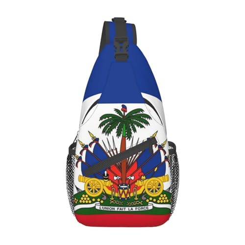 Fashion Haiti Flag Sling Backpack, Multipurpose Haitian Flag Crossbody Shoulder Bag Travel Hiking Daypack for Women Men