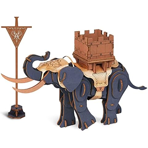 RoWood 3D Wooden Puzzle War Elephant Wooden Model Kits for Adults to Build, Wooden Animal Model Building Kit, DIY Crafts Kit Birthday Gift Cover