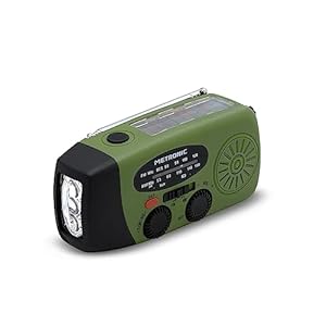 Metronic 477216 Noodzonneradio, FM/MW-radio met zwengel, draagbare radio, zonne-powerbank-functie, 2000 mAh, zaklamp op batterijen met led-dynamo, SOS-knop, huis en camping