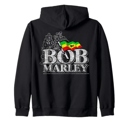 Oficial Bob Marley Vintage Logo Bandera Jamaica Reggae Sudadera con Capucha