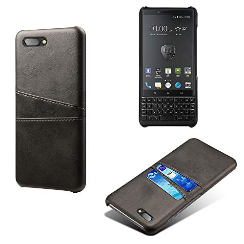 INSOLKIDON Compatible avec Blackberry Key2 Coque Coquille Dure PC Difficile Arrière Couverture Simple Paquet de Carte Étui en Cuir Téléphone Protecteur Coquille Housse de Protection Key 2 (Noir)