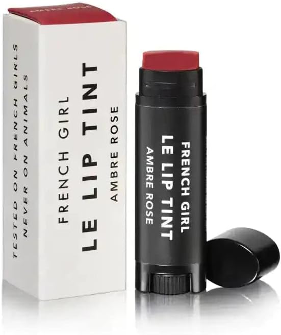 French Girl Le Lip Tint - Moisturizing & Hydrating Lip Balm for Sheer, Buildable Coverage & Shine, Clean Formula, Organic Ingredients, Vegan & Cruelty-Free - Ambre Rose