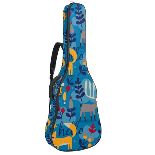 Housse guitare acoustique 104 cm rembourrée motif paon vert avec rangement organiseur intégré