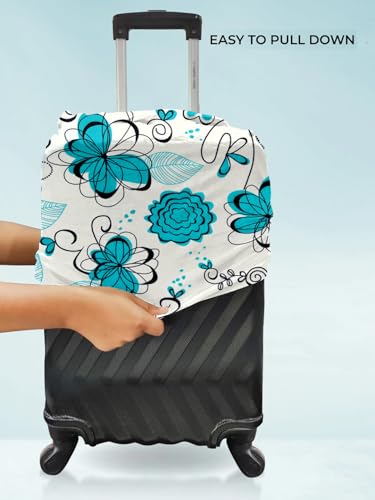 Image of Cortina Tropical Design Travel Suitcase Eco-Friendly Cover | Small | Fits 18-22 Inch Luggage | Polyester-Spandex | 55cm (20 inches) | Luggage Protectors | Anti Scratch /Dust | Pack of 1 | White 2