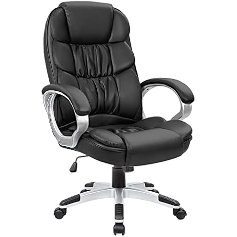 Homall Office Chair High Back Computer Desk Chair, PU Leather Adjustable Height Modern Executive Swivel Task Chair with Padded Armrests and Lumbar Support (Black) Cover