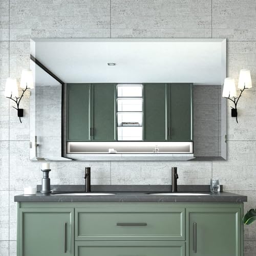 Mirrorons Beveled Mirror, Wall Mirror 24' x 32', Frameless Rectangle Bathroom Vanity Mirror with...