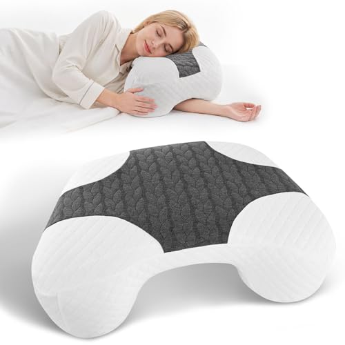 Spongiduits 3-in-1 Side Sleeper Pillow with Arm Hole - Memory Foam Pillow for Neck & Shoulder Pain Relief, Designed for Side Sleepers, Grey