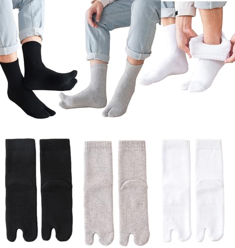 3 Pairs Men Boy Fuzzy V Socks Plush Warm Winter Sandal Split Two Toe Japanese Tabi Flip Flops Thickened