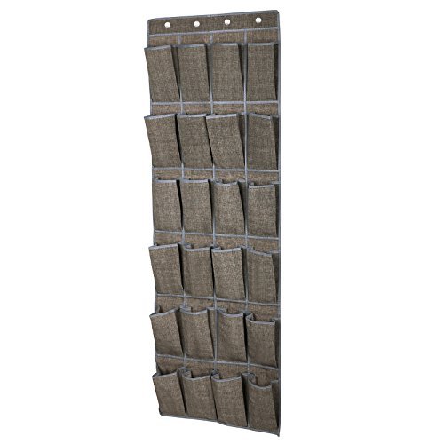 SONGMICS 24-Pocket Hanging Shoe Storage Over-The-Door Shoe Organizer Light Brown URSO64K