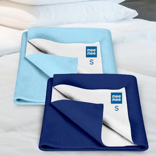 Image of Mee Mee Premium Instadry Cotton Bed Protector Mattress: Ultra-Absorbent, Speedy Drying, Breathable & Soft Sheet for Newborns. Reusable Waterproof Cot Sheet Infant Safe, 0-9 Months, 50x70cm (Pink )