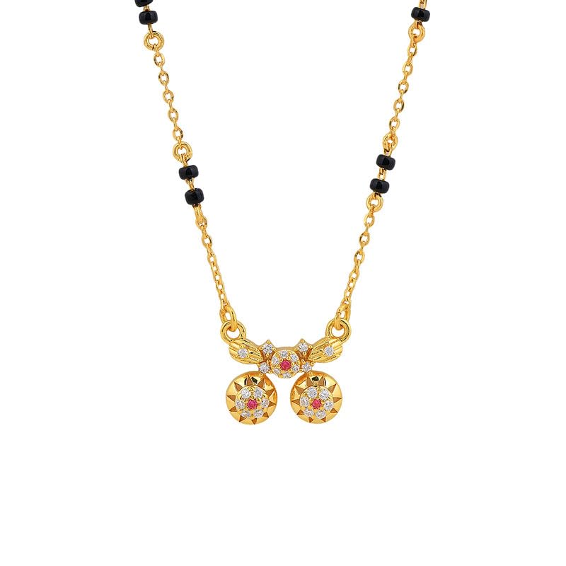 1gm Micron 18K Gold Plated Hypoallergenic Black Beads Kala Mani Mangalsutra Silver Gift for Women