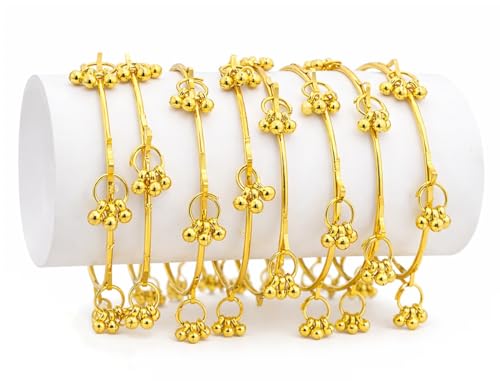 Image of 8 Pcs Ghunghroo Kashmiri Bangles Set for Women Stylish | Gold Tone Kashmiri Chudi | Lightweight Traditional Jewellery