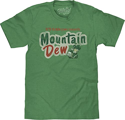 Tee Luv Mountain Dew T-Shirt - It'll Tickle Your Innards Mt Dew Shirt (Green Heather) (M)