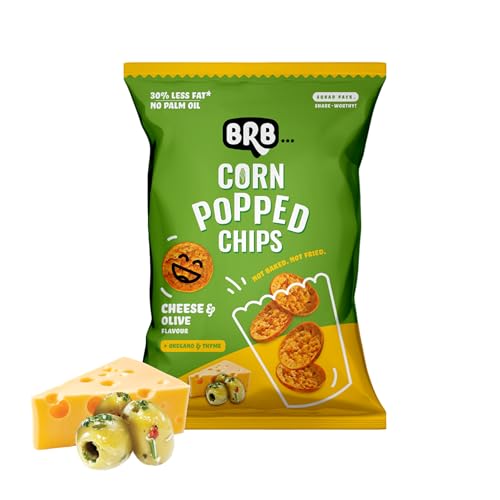 Image of BRB Corn Popped Chips | Cheese & Olive - Flavour | Not Fried. Not Baked | 30% Less Oil, No Palm Oil, Healthy Snack | 48g /51g Pack (weight may vary)