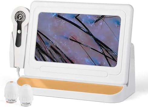 11 Inch HD Screen Scalp Analysis Machine with 50x/200x Lenses, Hair Scalp Analyzer & Microscope for Skin and Hair Follicle, No App Required, for Home & Salon Use