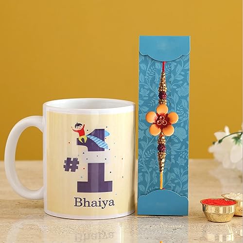 Image of Rakhi with Coffee Mug Gift Combo for Rakshabandhan | Rakhi Gift for Brother | Rakhi for bro | Rakhi and Roli Chawal, Rakhi Gift for Brother (03)