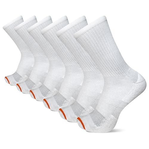 Image of Merrell Unisex Adult Men's and Women's Cushioned Cotton Crew Socks - 3 & 6 Pairs - Breathable Mesh Comfort Zones