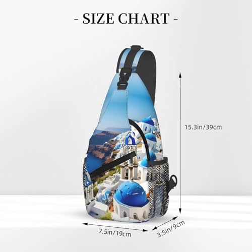 Mochila cruzada con estampado de vista marítima griega miniatura 3