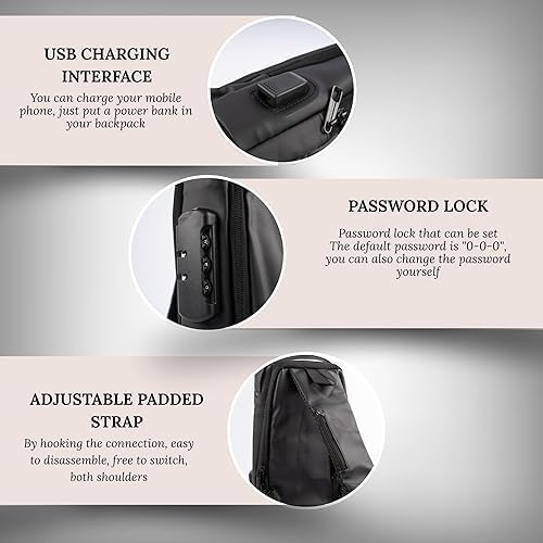 Image of Zaffira Anti Theft Sling Bag for Travel, Crossbody Chest Bag with Password Lock, Stylish Side Bag for Men,Shoulder Passport Bag, Cross Body Bag for both Men and Women, Birthday Gift for Men