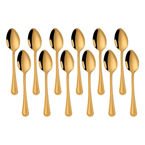 Kaffeelöffel, Buyer Star 12 Stück Teelöffel Gold Edelstahl Mini Löffel für Zucker Tee Eis Espresso Demitasse Gewürze, Spülmaschinenfest Cover