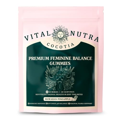 Vital Source Natural Premium Feminine Balance Gummies for Women Hawaiian Pineapple Flavor — pH Balance & Vaginal Probiotics Immune & Wellness Support Vegan, Gluten-Free 60 Gummies (1, Pineapple)