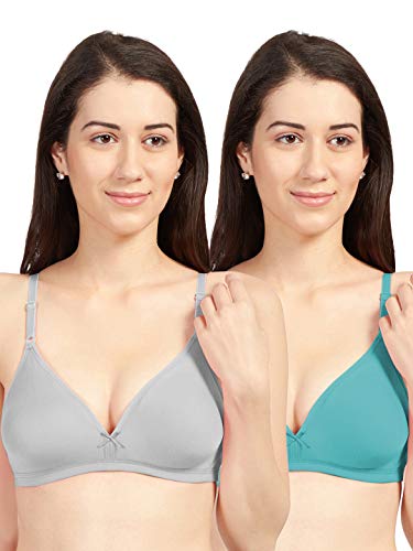Image of SONARI Omania Womens Non-Padded Cotton Polyester Bras - Solid, Non-Wired, Medium Coverage, Hand Washable (Pack of 2)