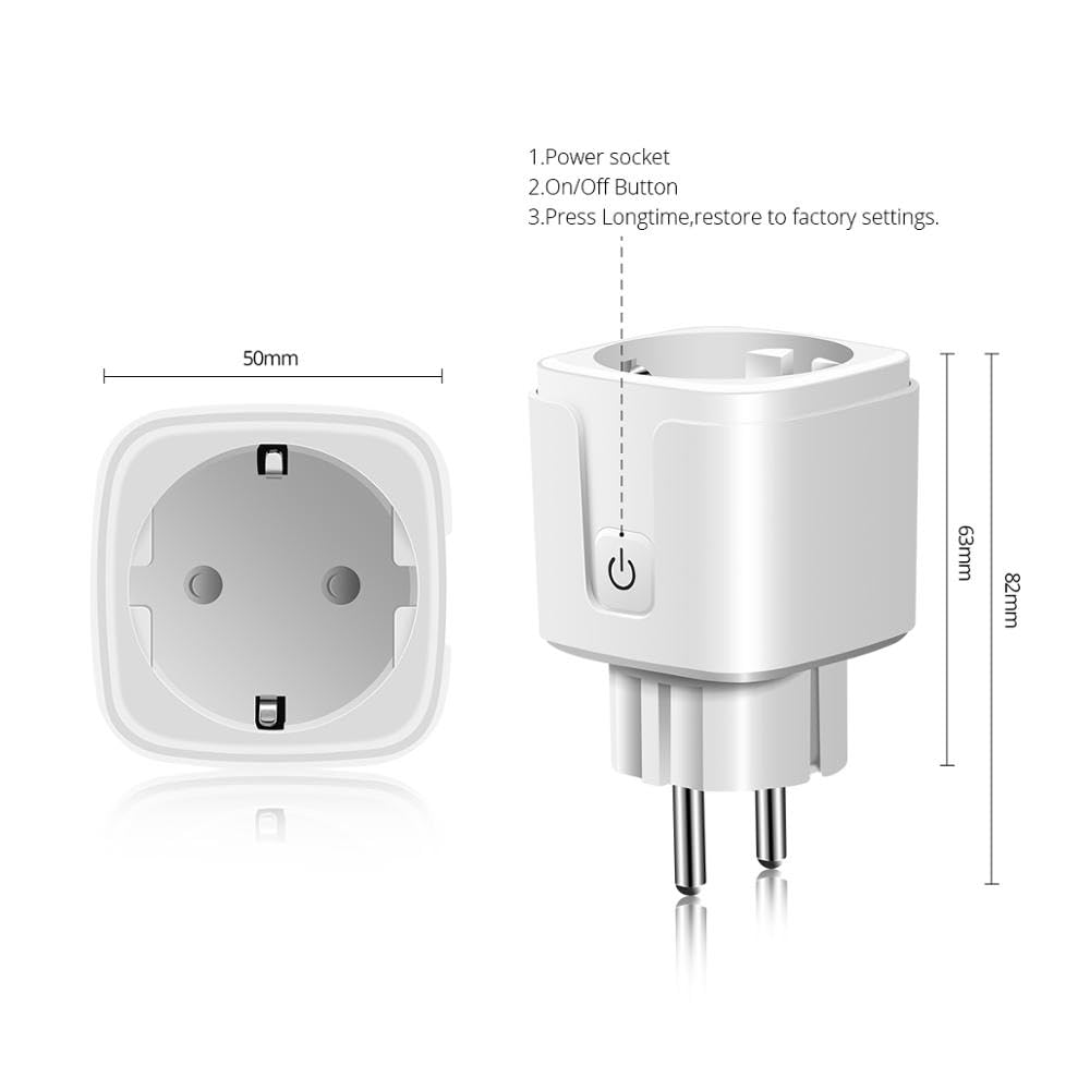 WiFi Smart Plug Outlet Compatible with Alexa Google Assistant App and Voice Control No Required Hub EU 16A — view 3