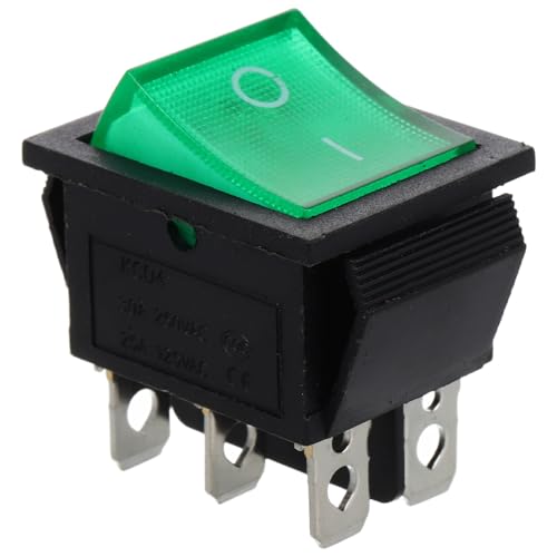 Ipetboom Interruptor de palanca de 6 pines 2 posiciones luz verde botón de encendido/apagado para uso marino y automotriz interruptor de palanca resistente para alta potencia