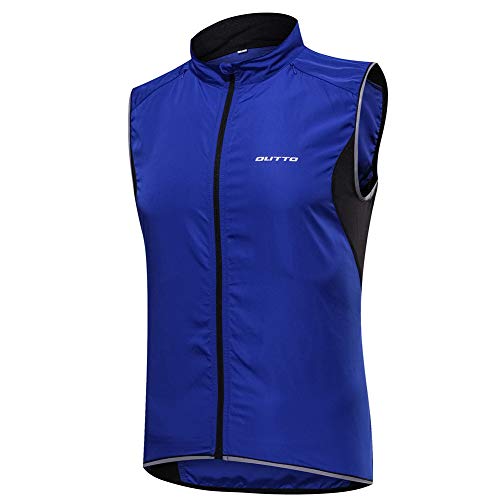 SxLingerie Fahrradweste, Herren Ärmellos Jersey Leichte Wind Resistant Atmungsaktiv Hoch Vis Vest Lauftop Kleidung Für Sport Und Freizeit,Blau,XXL Cover