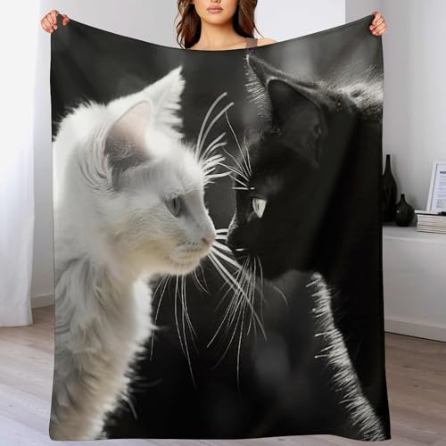 Manta suave de sofá con diseño de gato y forro polar 2