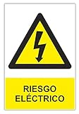 Tamaño rectangular de 15 x 20 cm para colocar en accesos a dispositivos y lugares con riesgo eléctrico