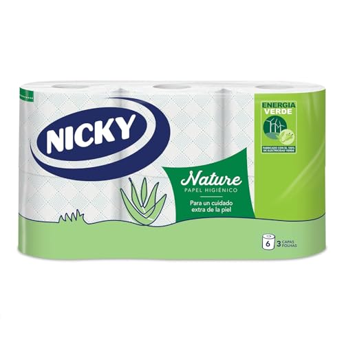 Nicky Nature Papel Higiénico, 6 Rollos, 3 Capas, 170 Servicios...