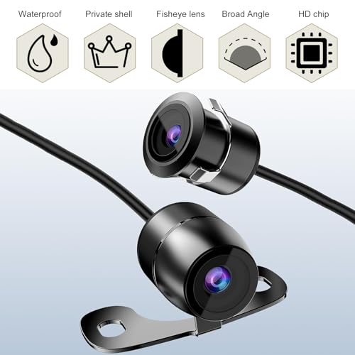 Image of Pack-1 Car Rear View Camera Kit, 170 Degree Wide-Angle Dynamic Path Guide Line Camera, IP68 Waterproof HD Night Vision Reversing Camera with Bracket Wire Harness, Universal for Cars (Black)