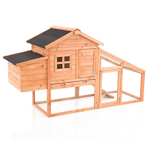 Chicken Coop with Run By Cozy Pet Hen House Width 175cm 3-4 Birds Poultry Coup Rabbit Hutch Ark Nest Box CC01S-Nat
