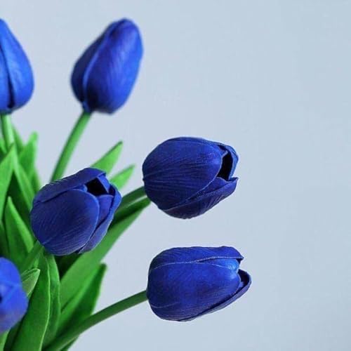 Image of CosaCentrum Beautiful Decorative Artificial Tulip Flower Bunches for Home decor (Blue, Pack of 7)