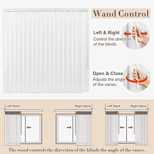 Milin Cordless Wand Control Adjust Light Fabric Sheer Vertical Shades, Vertical Blinds For Sliding Glass Door Large Window, Light Filtering Vertical Blind With Sheer, Gray, Custom Size #TOP2
