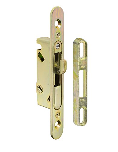 FPL #3-45-S Sliding Glass Door Replacement Mortise Lock with Adapter Plate, 4-5/8 Screw Holes, 45 Degree Keyway- YZD Plating by FPL Door Locks and Hardware Inc.