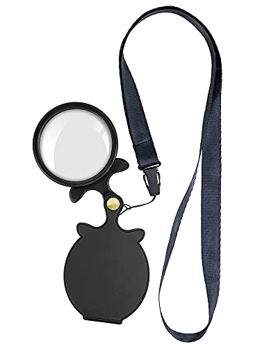 Wapodeai 10x Mini Magnifying Glass, Premium Magnifying Glasses, Folding Pocket Magnifying Glass , Apply to Reading, Science, Jewelry, Hobbies, Books, 2.36in. (Black)